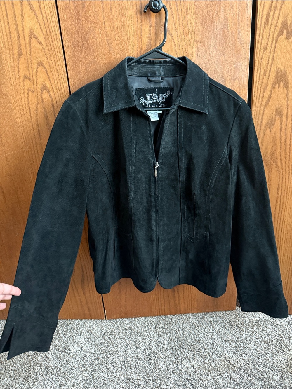 Vintage Live a Little Black Suede leather Zip-Up Jacket